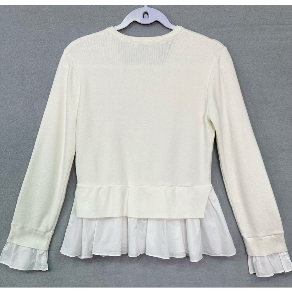 English Factory Creamy Ivory Ruffle Hem Long Sleeve Knit Sweater Top Size Small - Picture 3 of 8
